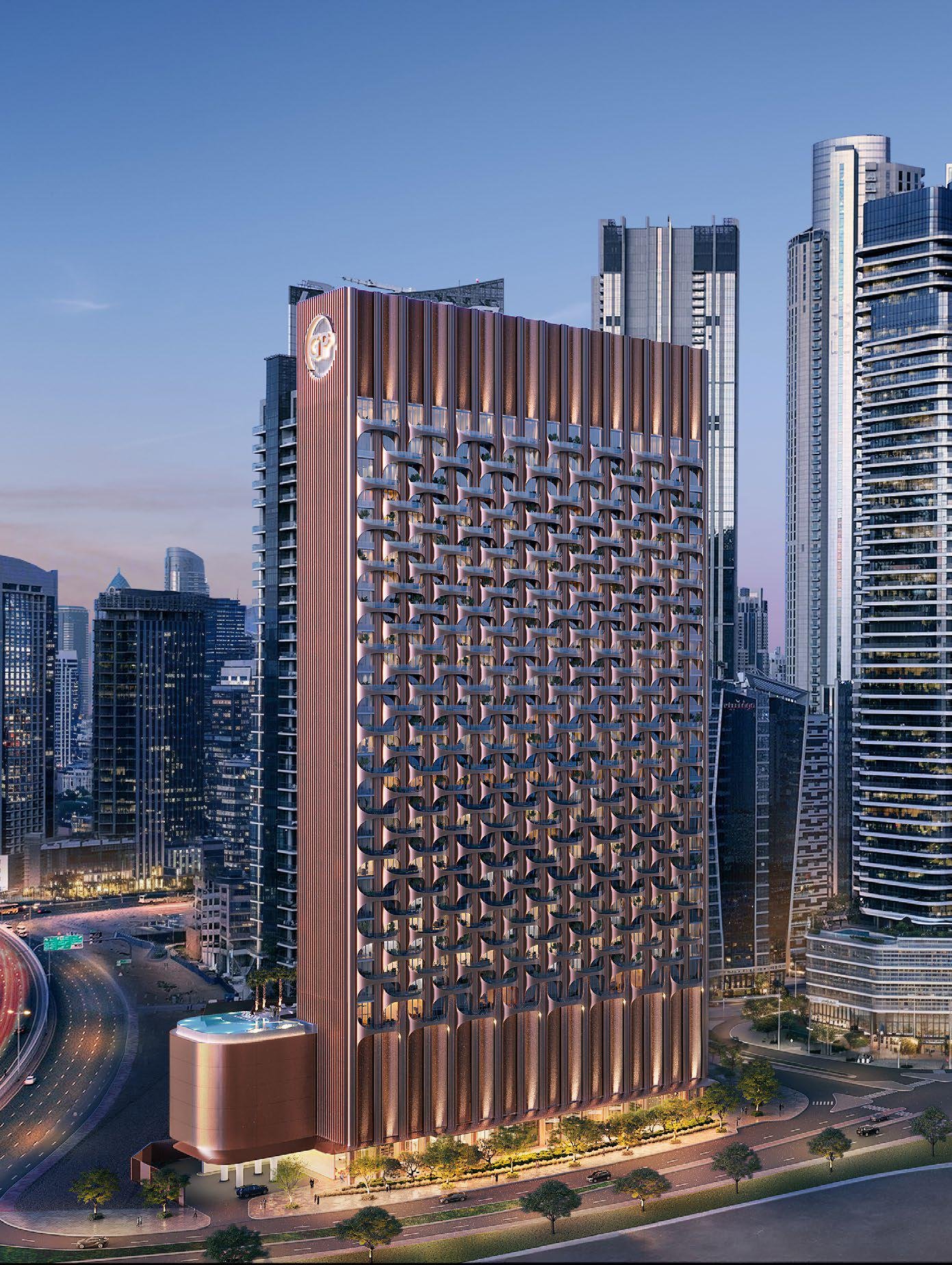 One Residence - tower facade among city high-rises