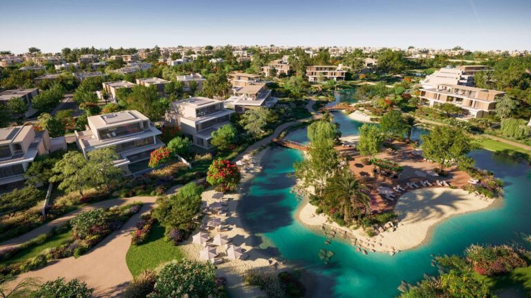 The Acres by Meraas - aerial view of lagoon islands and villas