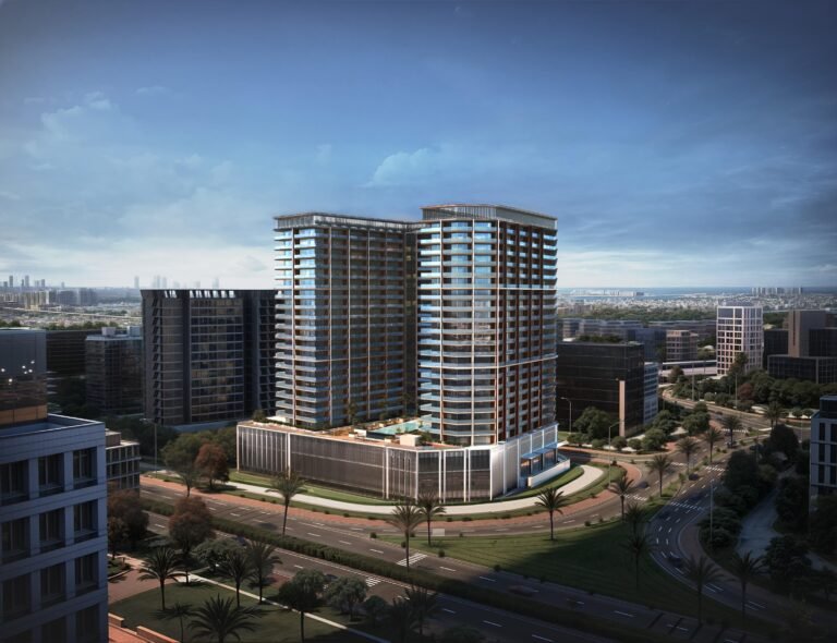 Binghatti Ghost Apartments - twin residential towers in the city skyline
