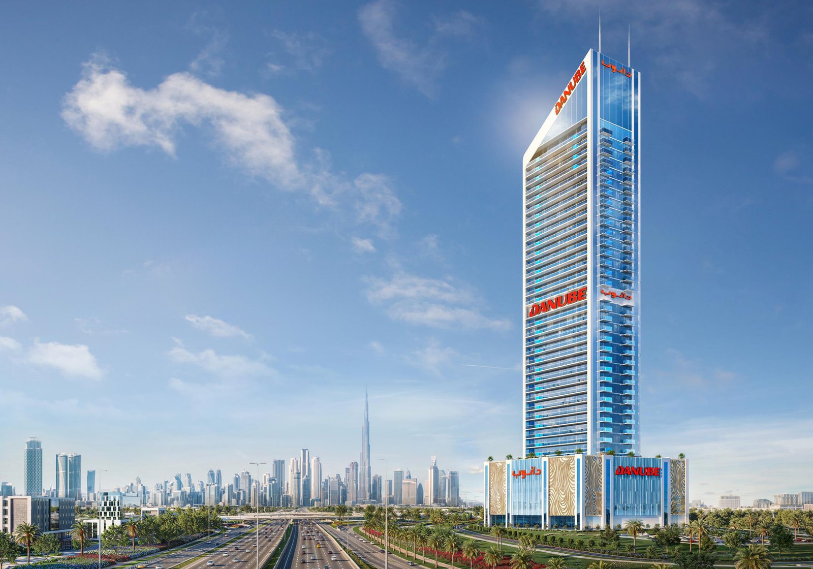 Oasiz by Danube - tall residential tower against the city skyline