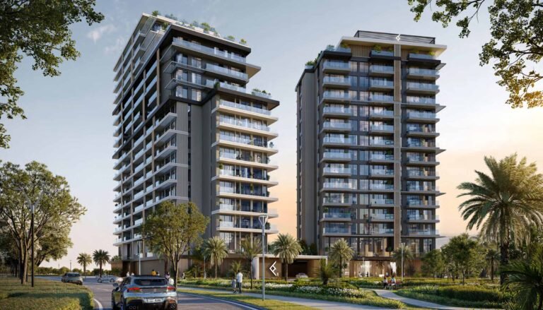 The Hillgate by Ellington - two residential towers with palm trees