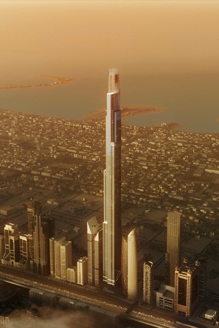 Burj Azizi - high-floor city view at golden hour