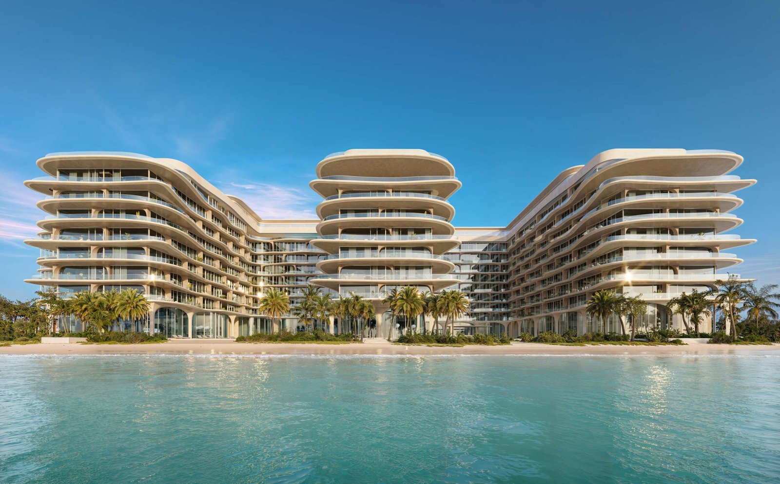 AYA Beachfront Residences - curved beachfront apartment buildings beside the water