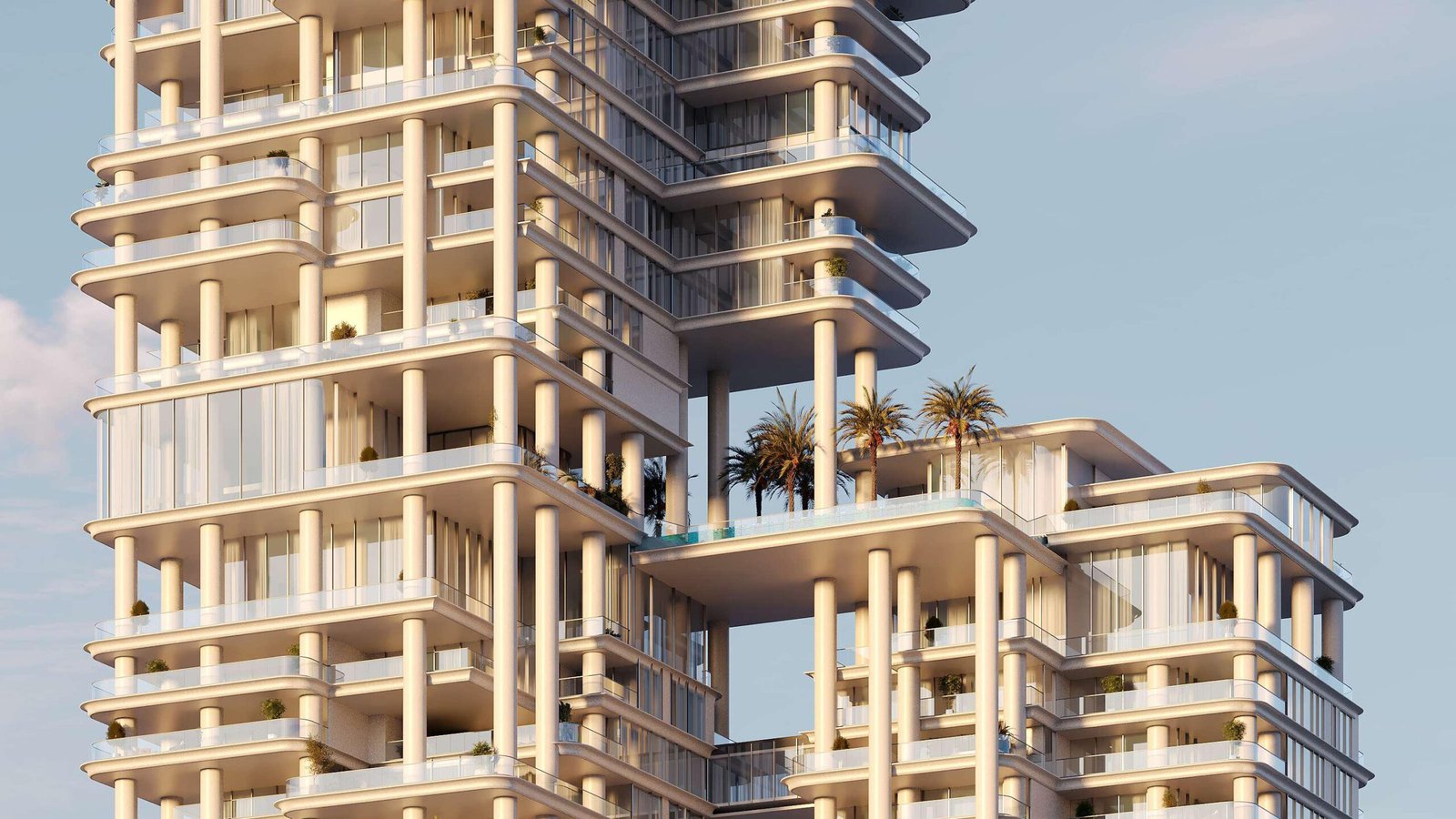Vela Viento by Omniyat - close-up of tower balconies