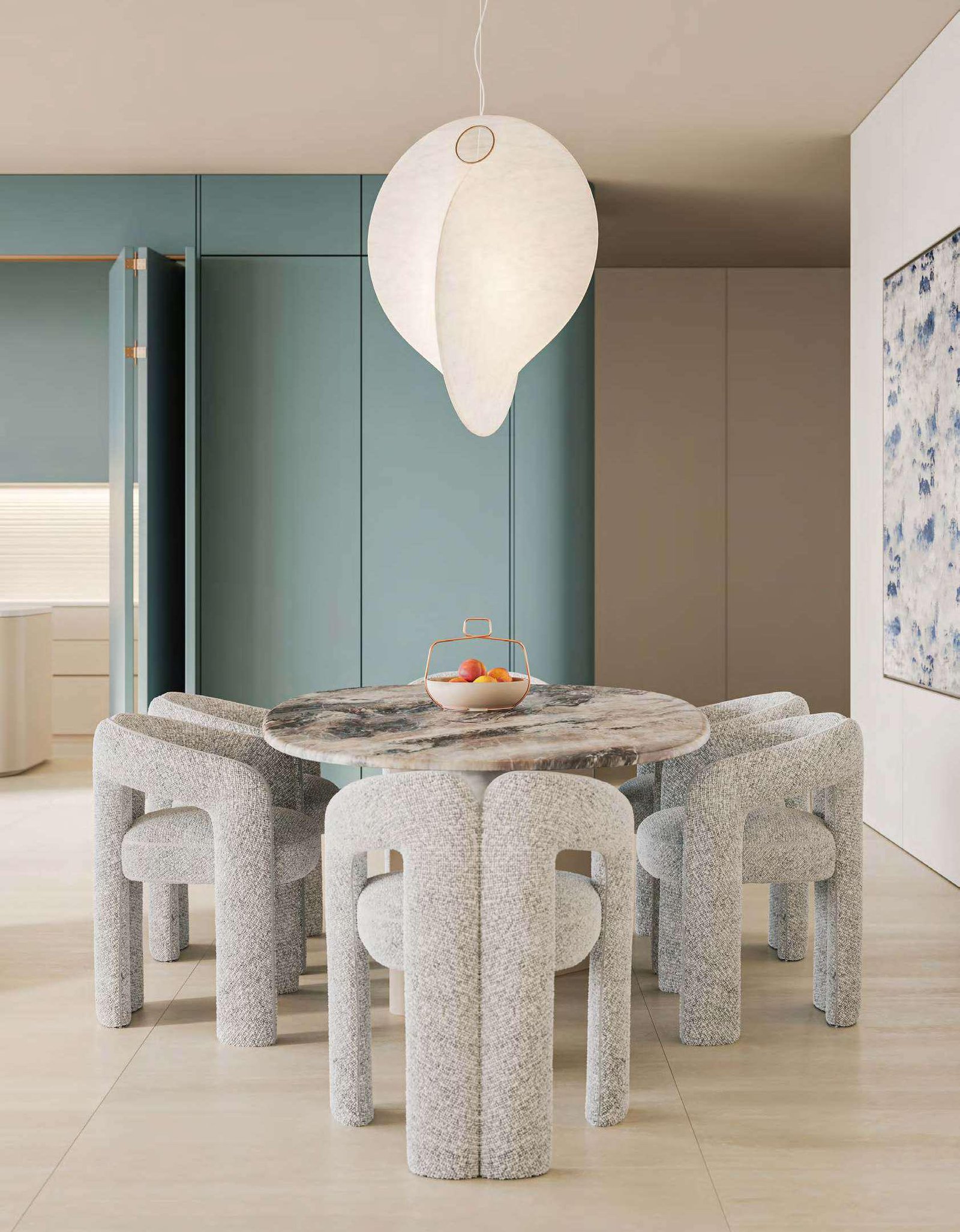 Orise by Beyond - dining table with upholstered chairs
