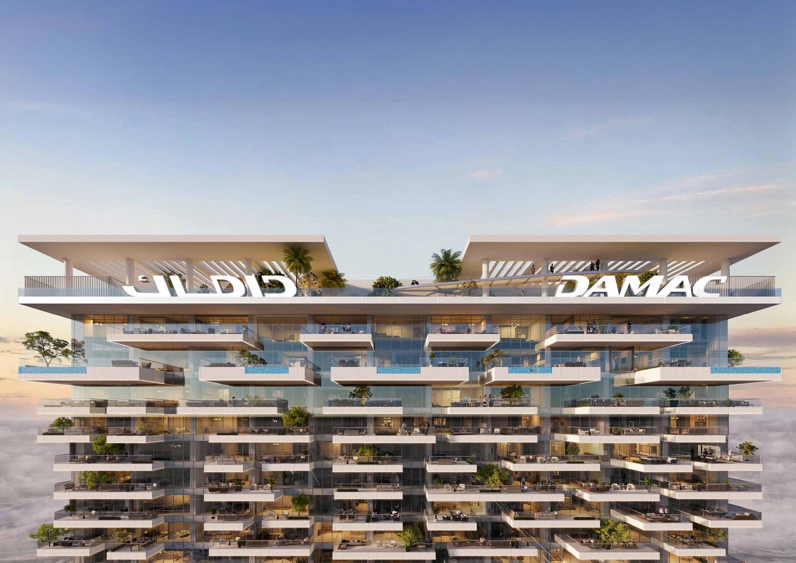 Safa Gate by Damac - terraced rooftop with building signage