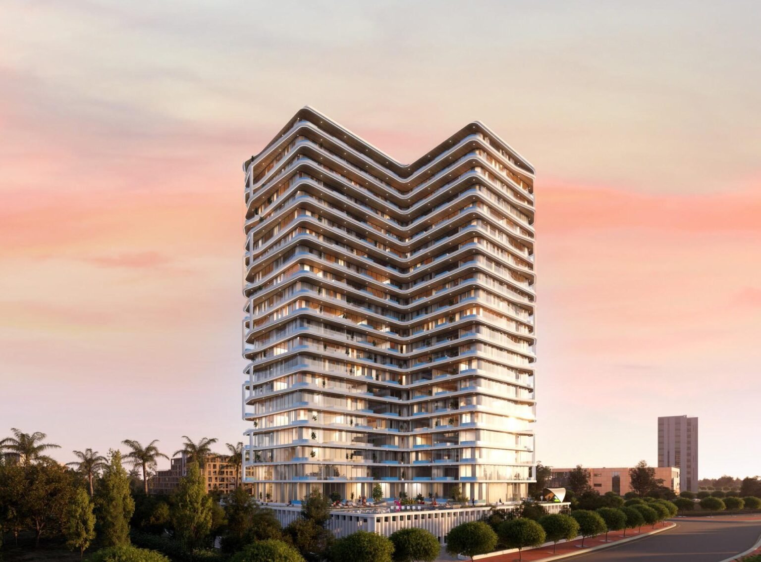 Samana Ibiza - residential tower at sunset