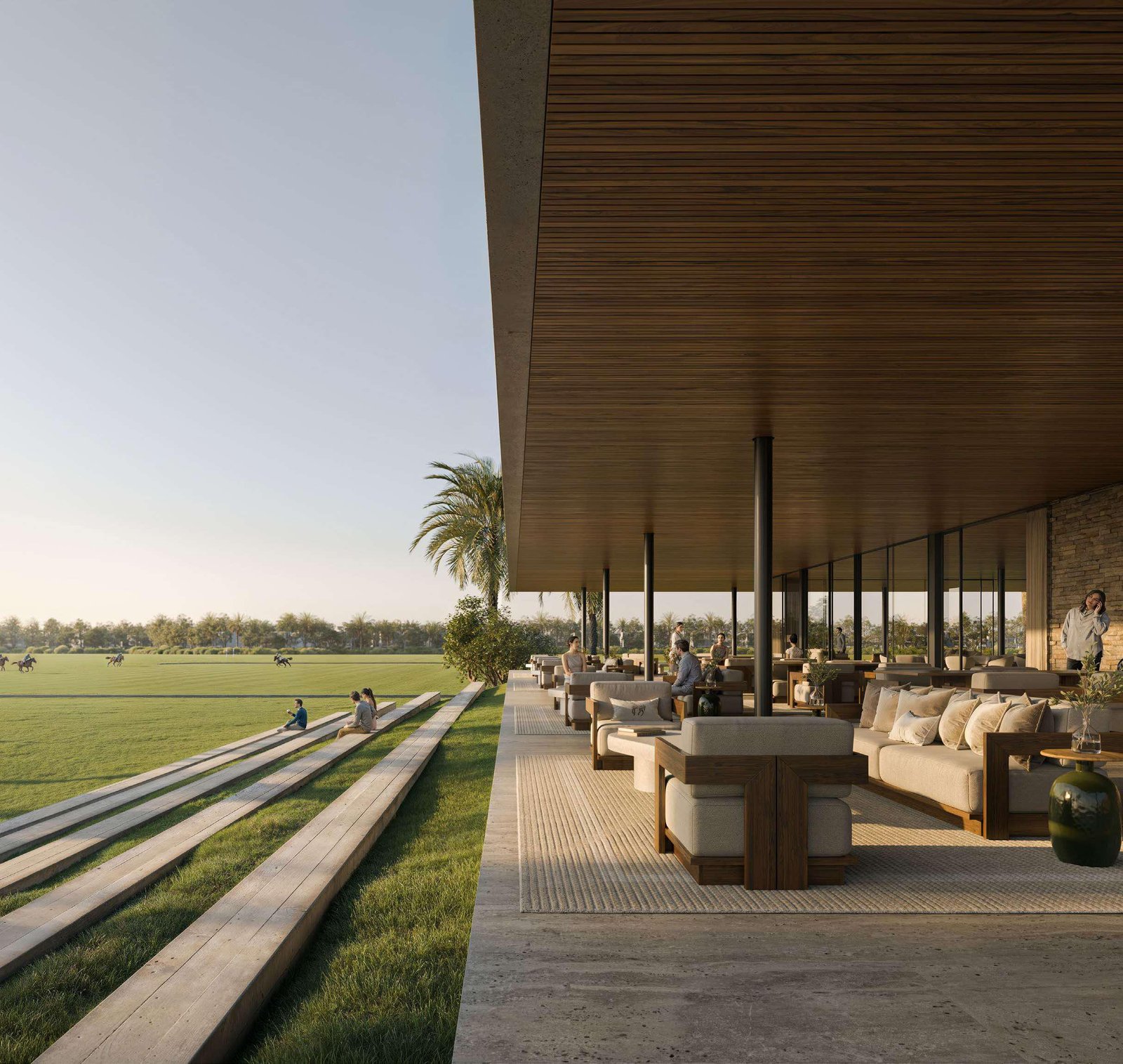 Grand Polo Club & Resort - clubhouse terrace overlooking the polo field