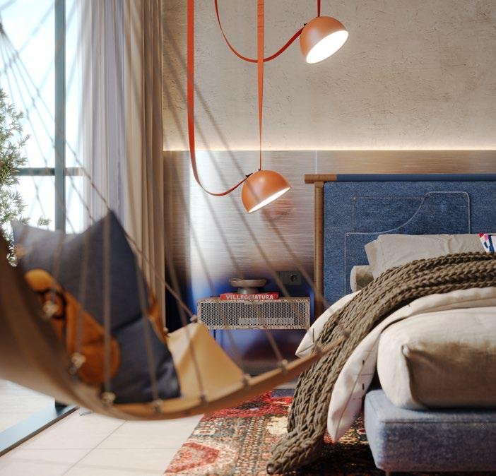 Raw District by Imtiaz Development - bedroom with pendant lights and window views