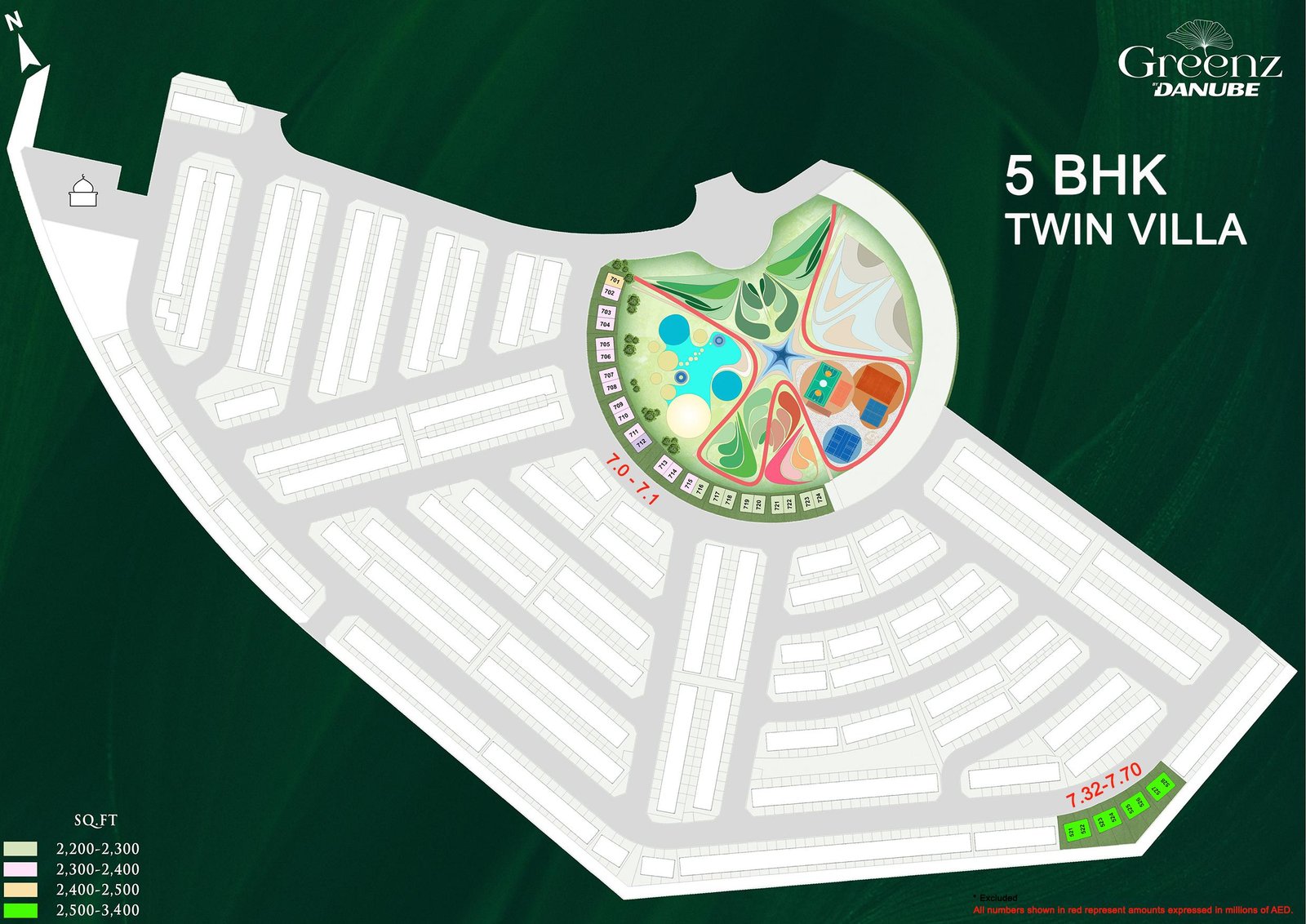 Greenz by Danube - masterplan of 5-bedroom twin villas