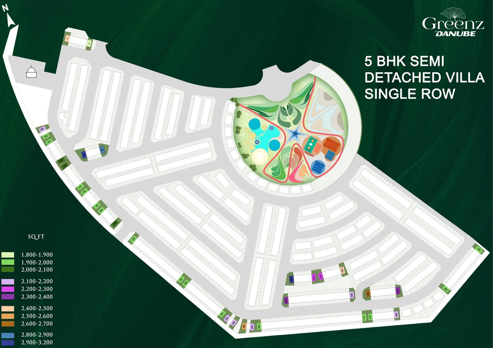 Greenz by Danube - masterplan of 5-bedroom single-row semi-detached villas