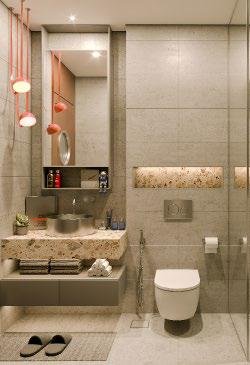 Raw District by Imtiaz Development - bathroom with stone vanity and wall niche