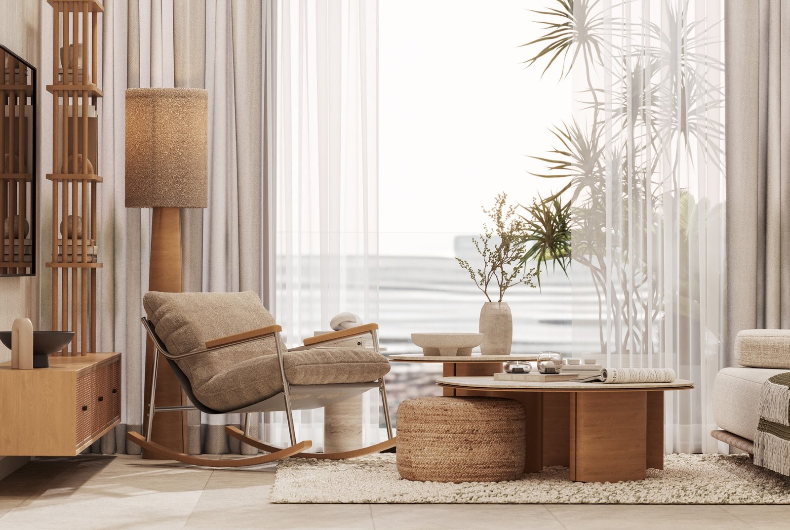 Living room interior at KORE by Imtiaz, Dubailand Residence Complex